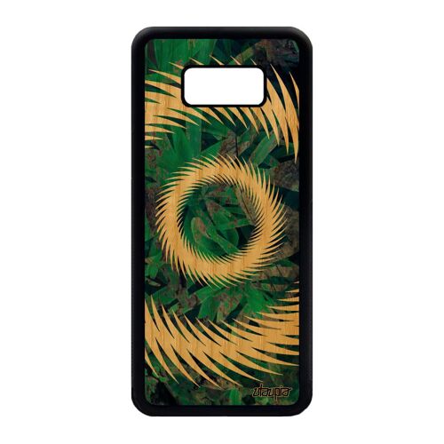 Coque bois antichoc Galaxy S8 Plus silicone mandala jolie gris case cover fond TPU artisanal floral S8+ 4G motif soleil de Samsung