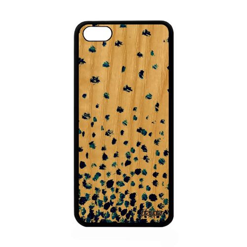 Coque En Bois Pour Apple Iphone 5c Silicone Confettis Pois 4g Coloré Original Telephone Petales Motif Artisanat Bleu Design Etui Gel