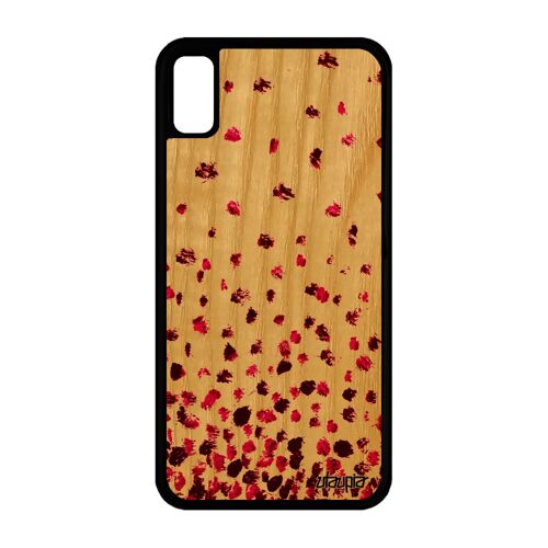 Coque silicone iPhone XR bois confettis pois cadeau fille design petales rose personnalisé pas cher motif case telephone de