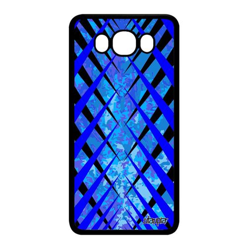 Coque Galaxy J7 2016 Silicone Design Carreau Original Portable Losange Texture Telephone Antichoc Coloré Tartan Bleu Motif Samsung