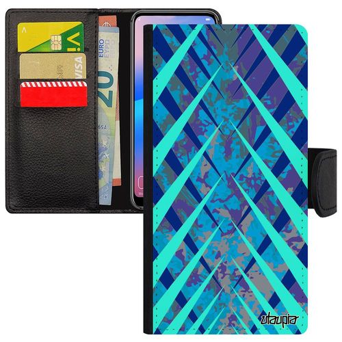 Coque Iphone 12 / 12 Pro Simili Cuir Porte Cartes Design Carreau Antichoc Tartan Coloré Motif Mobile Pu Original Texture Case