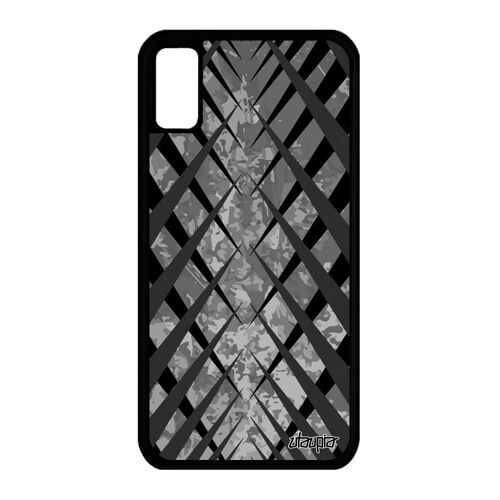 Coque Iphone Xs En Silicone Design Carreau Gris Noir De Protection Motif Caoutchouc Smartphone Fond Geometrie Carre Tpu Tartan