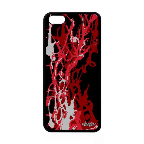 Coque Pour Apple Iphone 5c Silicone Peinture Moderne Mobile Coloré Design Etui Decoratif Case Texture Rouge Abstrait Made In France