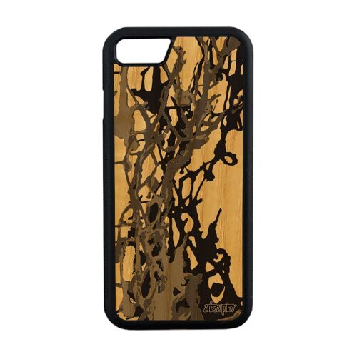 Coque Iphone 7 En Vrai Bois Silicone Peinture Moderne Mobile Motif Fond Design Gris Decoratif Portable Abstrait Noir Artisanal