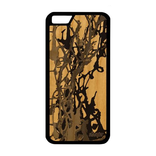 Coque Silicone Peinture Moderne Iphone 6 6s Bois Artisanal Decoratif De Protection Smartphone Fond Motif Abstrait Design Gris