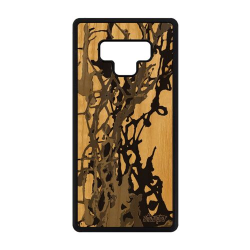 Coque pour Note 9 bois silicone peinture moderne artisanal gris design fond abstrait texture etui portable cover Samsung galaxy