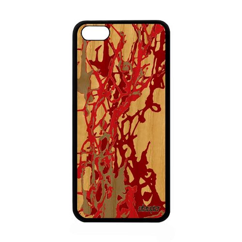 Coque En Bois Silicone De Protection Iphone 5c Peinture Moderne Rouge Texture Motif 4g Abstrait Coloré Design Made In France Apple