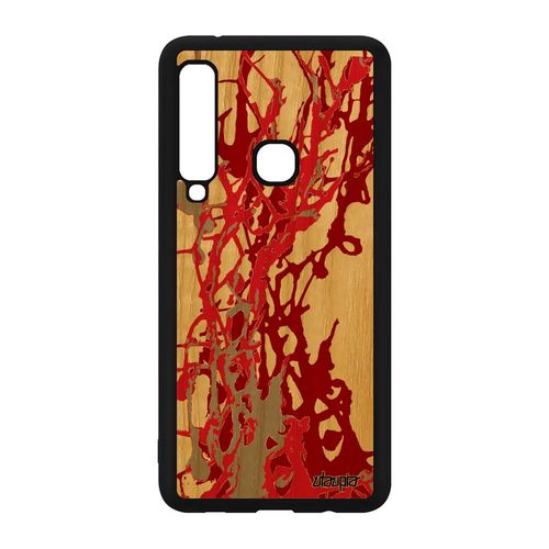 Coque Pour Galaxy A9 2018 En Bois Silicone Peinture Moderne Artisanat Rouge Telephone Mobile Texture Motif Portable Abstrait Samsung
