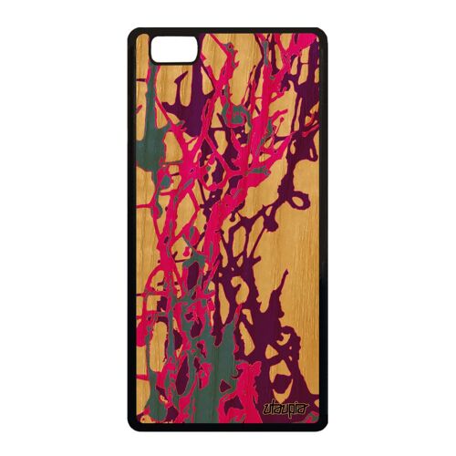 Coque bois pour Huawei P8 Lite 2015 silicone peinture moderne motif portable design violet noir rigide abstrait fond contemporain de