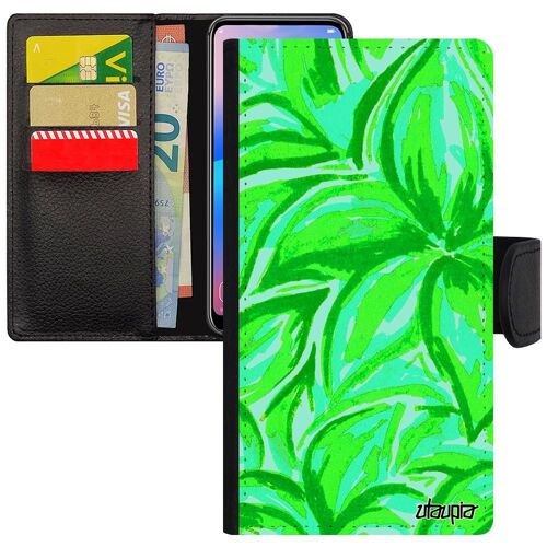Coque rigide pour Samsung A7 2018 fleurs coloré bouquet case dessin floral etui peinture vert nature original motif texture galaxy