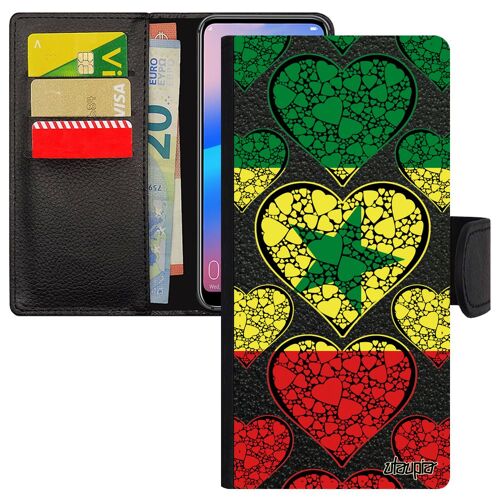 Coque À Rabat Pour Samsung A25 5g Porte Cartes Drapeau Senegal Senegalais Coupe D'afrique Foot Basket Football Etui Cover Can Galaxy