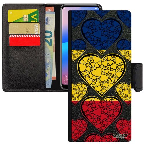 Coque Galaxy S24 Ultra Cuir Portefeuille Drapeau Roumanie Roumain I Love Housse Coeur Dessin Foot Jeux Olympiques Football Samsung