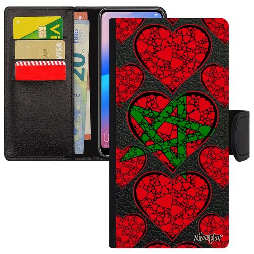 Coque Drapeau Maroc Marocain Huawei Y6 2018 Portefeuille Antichoc Rigide Coupe D'afrique Jeux Olympiques Foot I Love Can Coeur Etui