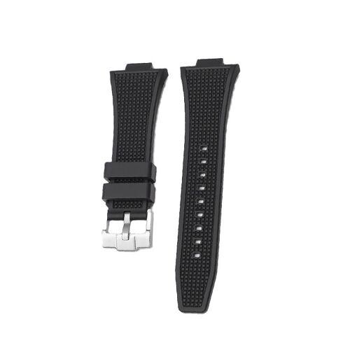Bracelet De Montre En Silicone Série Tissot Prx Le Noir Silver Buckle