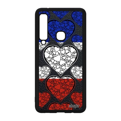 Coque Silicone A9 2018 Drapeau France Français Foot Coupe Du Monde Tricolore Bleu Blanc Rouge Solide 4g Euro Coeur De Samsung Galaxy