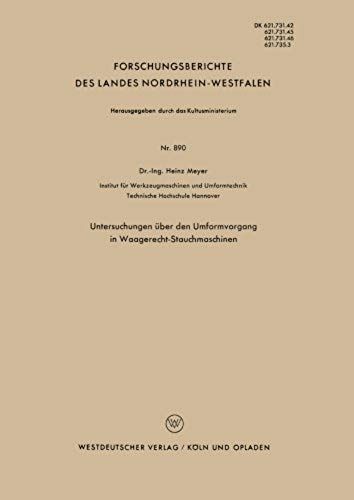 Untersuchungen Über Den Umformvorgang In Waagerecht-Stauchmaschinen