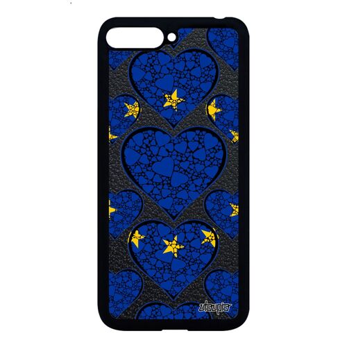 Coque Drapeau Europeen Europe Ue Telephone Pour Huawei Y6 2018 En Silicone Housse Metal Coeur Mobile Union Europeenne Made In France