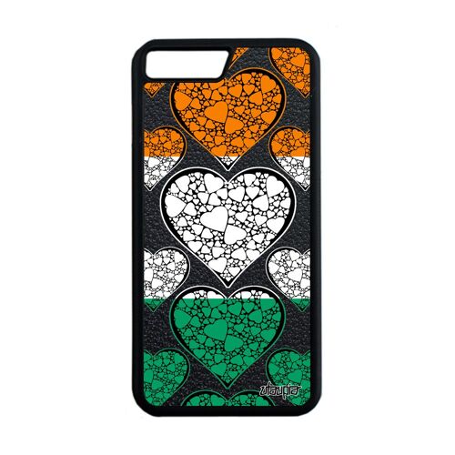 Coque silicone Apple iPhone 7+ Plus drapeau cote d'ivoire ivoirien CAN basket jeux olympiques noir foot personnalisé coeur football