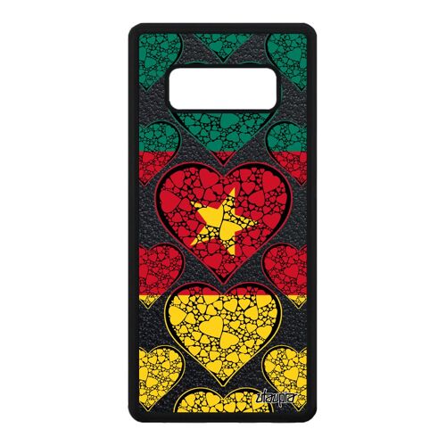 Coque pour Samsung Galaxy Note 8 silicone drapeau cameroun camerounais noir coeur alu telephone basket etui foot coupe du monde CAN