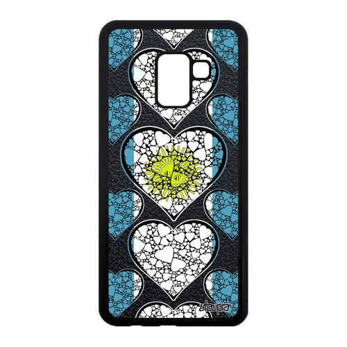 Coque Samsung A8 2018 silicone drapeau argentine argentin coeur de protection telephone basket coupe du monde football I love galaxy