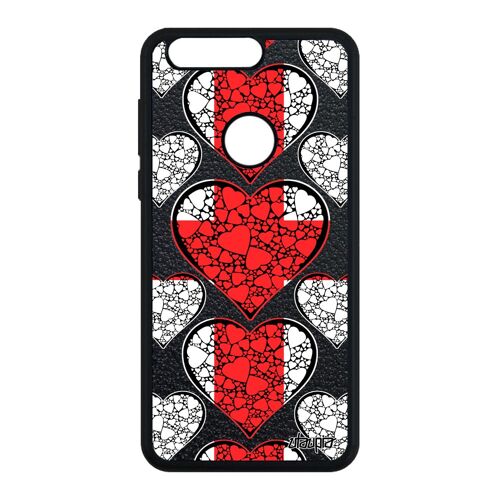 Coque Honor 8 Silicone Drapeau Angleterre Anglais Euro Rugby I Love Coupe Du Monde Football Coupe D'europe Royaume Unis Coeur Noir