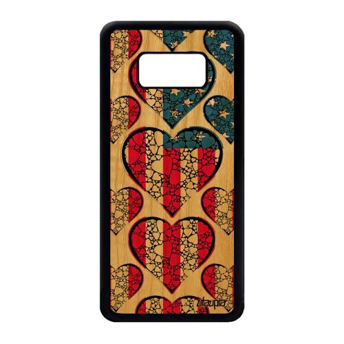Coque Samsung S8 Bois Silicone Drapeau Etats Unis Usa Americain Design Tpu Etui Frêne Football Jo Coeur Foot Coupe Du Monde Galaxy