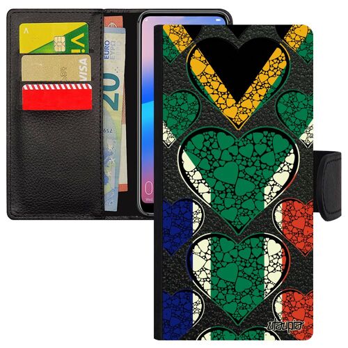 Coque Samsung Galaxy A25 5g Portefeuille Porte Cartes Drapeau Afrique Du Sud Africain Republique Pochette Can Noir Design Rugby Jo