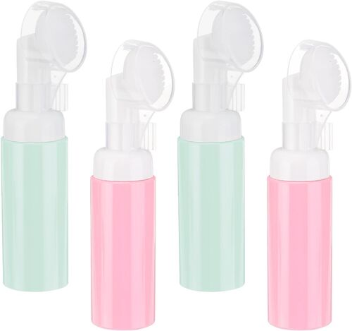 Kalanka-4pcs Distributeur De Savon En Mousse, 2oz / 60ml Bouteille De Mousse Nettoyante Pour Le Visage Avec Brosse Pour Savon Pour Les Mains, Shampoing, Gel Douche, Rose/Vert
