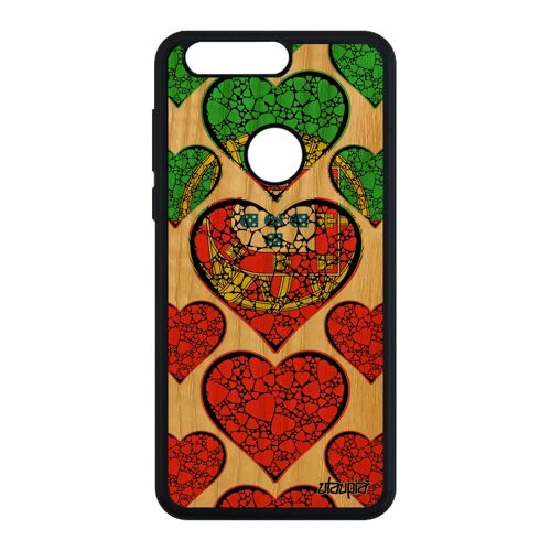 Coque Bois Silicone Telephone Honor 8 Drapeau Portugal Portugais Basket Foot Coupe Du Monde Jo Football Mobile I Love Made In France