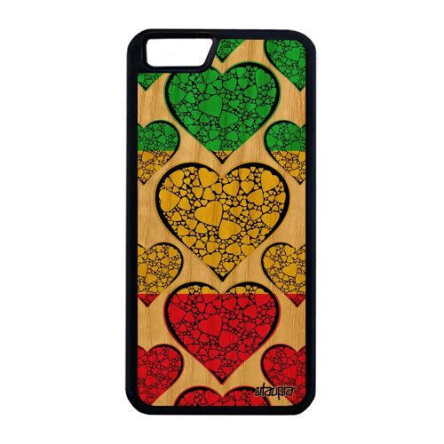 Coque Iphone 6+ 6s+ Plus Bois Naturel Silicone Drapeau Mali Malien Etui Jo Foot Unique Telephone Coupe Du Monde Football Coeur Apple