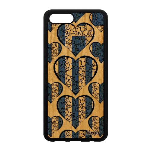 Coque Honor View 10/V10 En Bois Silicone Drapeau Grece Grec Noir Smartphone Jo Portable Tpu Coupe D'europe Football Made In France