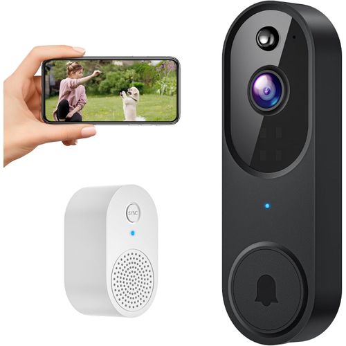 KALANKA-Caméra de sonnette vidéo sans fil 1080p, surveillance intérieur/extérieur, stockage dans le cloud, détection humaine AI, Wi-Fi 2,4 GHz uniquement, conversation bidirectionnelle, vision