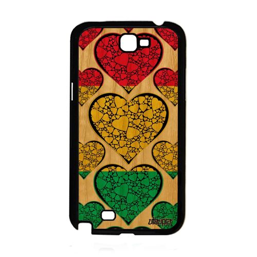 Coque Silicone Note 2 En Bois Drapeau Guinee Guineen Design Coupe D'afrique Jeux Olympiques Football Mobile Telephone Samsung Galaxy