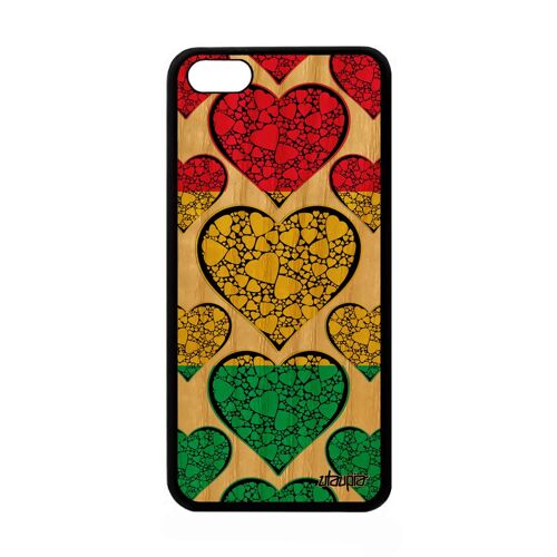 Coque Apple Iphone 5c En Bois Silicone Drapeau Guinee Guineen Antichoc 4g Can Case Coupe Du Monde Football Jeux Olympiques Jo Coeur
