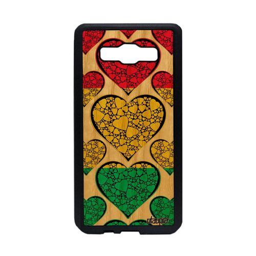 Coque A5 2015 bois silicone drapeau guinee guineen coupe du monde I love jo Coupe d'afrique noir CAN foot case coeur Samsung galaxy