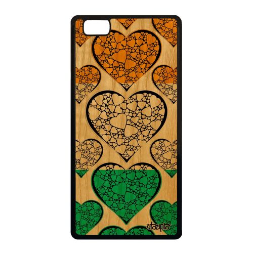 Coque Bois Antichoc Huawei P8 Lite 2015 Silicone Drapeau Cote D'ivoire Ivoirien Gel Coeur Football Coupe Du Monde Coupe D'afrique De