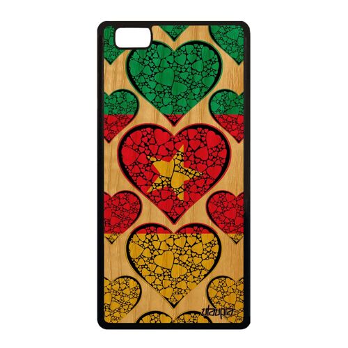 Coque pour Huawei P8 Lite 2015 en bois silicone drapeau cameroun camerounais foot jo I love Coupe d'afrique basket football CAN de