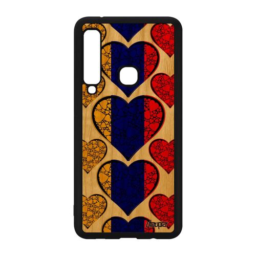 Coque silicone Samsung A9 2018 bois drapeau armenie armenien Euro coupe du monde football coeur noir foot coupe d'europe case galaxy