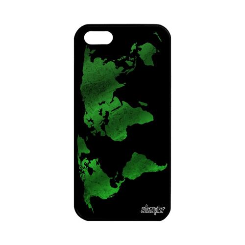 Coque Iphone 5 5s Se Silicone Carte Monde Atlas Texture Globe Original Planete Terre Vert Motif Design Housse Pays Case Rigide Apple