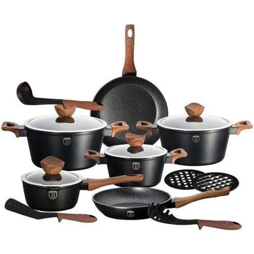 Pots - Berlinger Haus Bh-1537 - 15 Pièces - Granit Triple Anti-Adhérent - Fonte D'aluminium