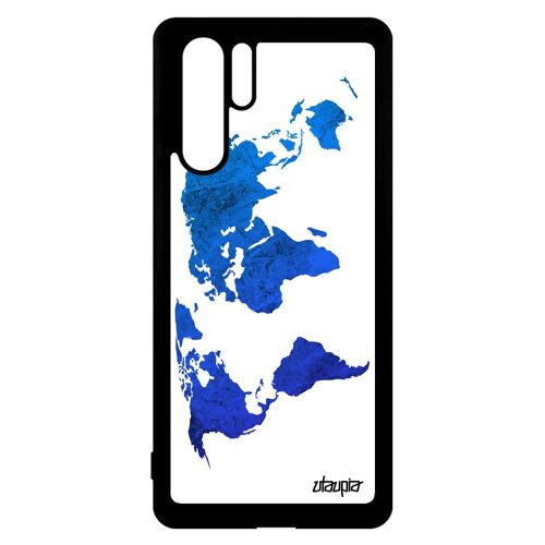 Coque Huawei P30 Pro Silicone Carte Monde Globe Atlas Texture Planete Design Original Solide Mobile Motif Terre Housse Pays Case De