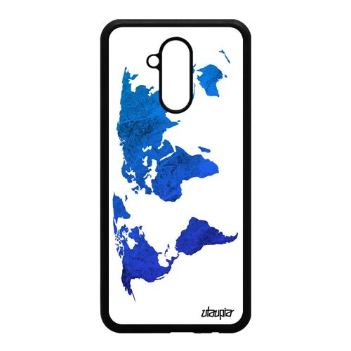 Coque Silicone Mate 20 Lite Carte Monde Globe Atlas Motif Smartphone Bleu Souple Planete Original Texture Noir Design Pays De Huawei