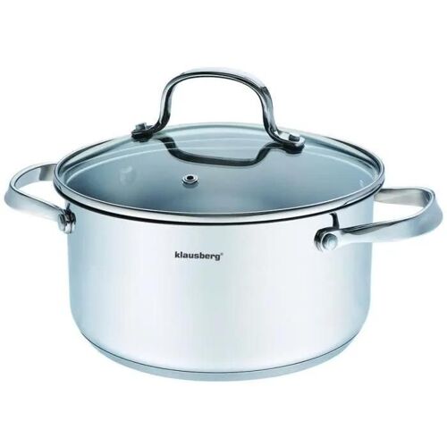 Cocotte - Klausberg Kb-7214 - Acier Inoxydable 18/10 - 5,9 L - Couvercle En Verre Trempé