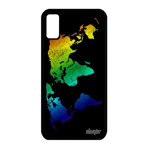 Coque pour iPhone X silicone Carte monde design pays texture motif atlas housse original globe orange terre 4G unique planete