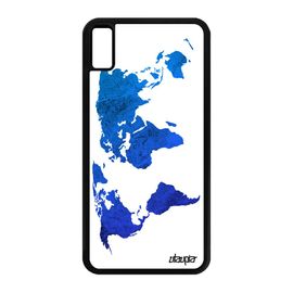 Coque Silicone Iphone Xs Max Carte Monde Rigide Texture Globe Bleu Atlas Planete Etui Pays Terre Motif Original Housse Cover