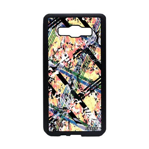 Coque silicone carreau tartan pour Galaxy A5 2015 souple mobile telephone design orange housse coloré motif geometrique etui Samsung