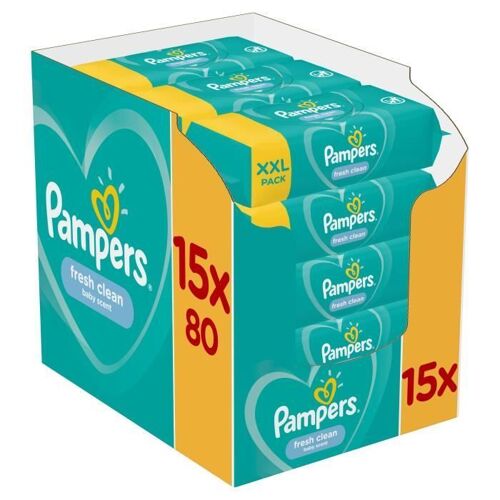 Pampers Lingettes Bébé Freshclean - Lot De 15 X 80 Lingettes - 1200 Lingettes