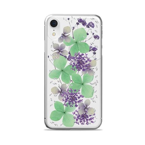 Puro Glam Hippie Chic Cover - Coque Pour Iphone Xr (Véritables Pétales De Fleurs Vertes) - 8033830266553