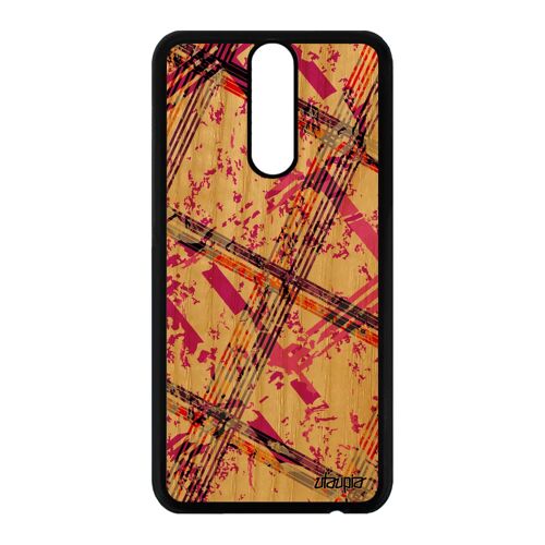 Coque En Bois Carreau Tartan Mate 10 Lite Et Silicone Artisanat Ecossais Noir Texture Coloré Design Bumper Rose De Protection Huawei