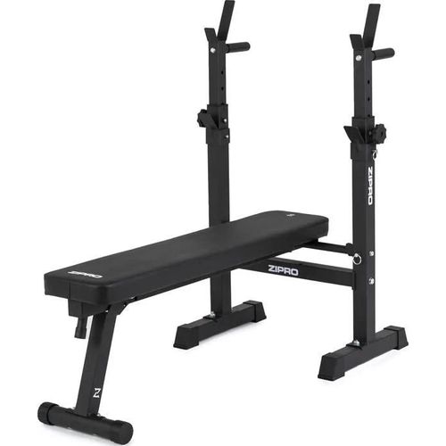 Banc De Musculation Zipro Core Plat Et Pliable | Supports De Barre Réglables, Poignées Dips | Idéal Pour Home Gym